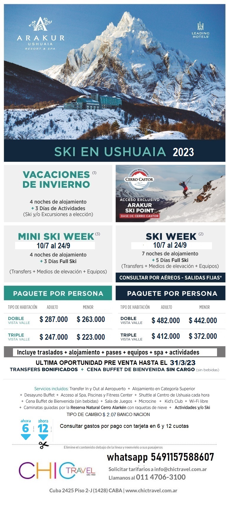 Hotel Arakur 5* en Cerro Castor